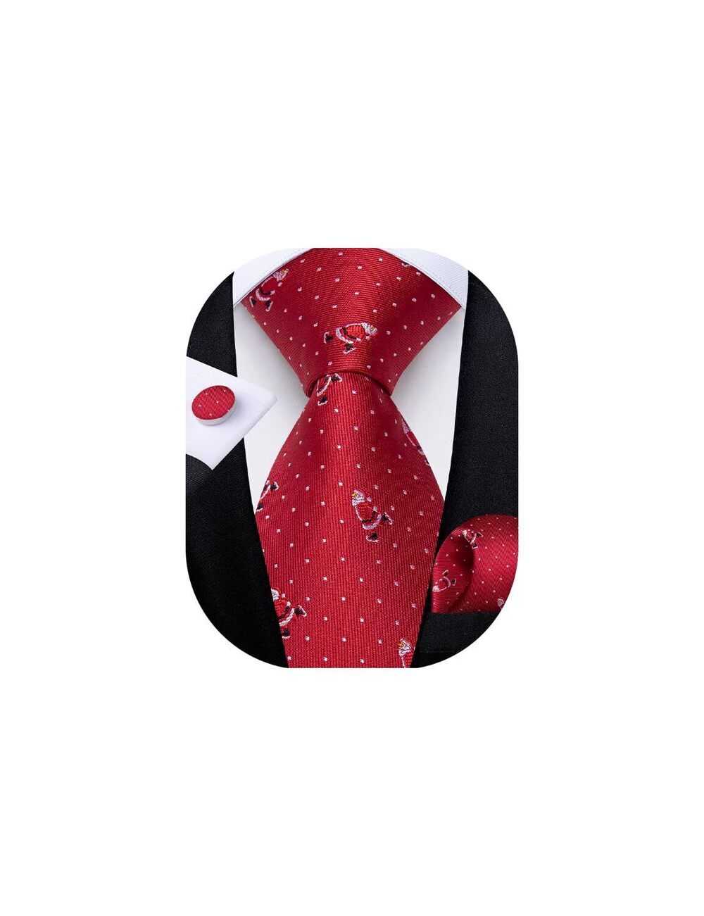 6616 Red Classic 's Christmas Tie Silk Woven Jacquard Necktie Set